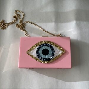 Beautiful Lucite Eye Clutch with Chain